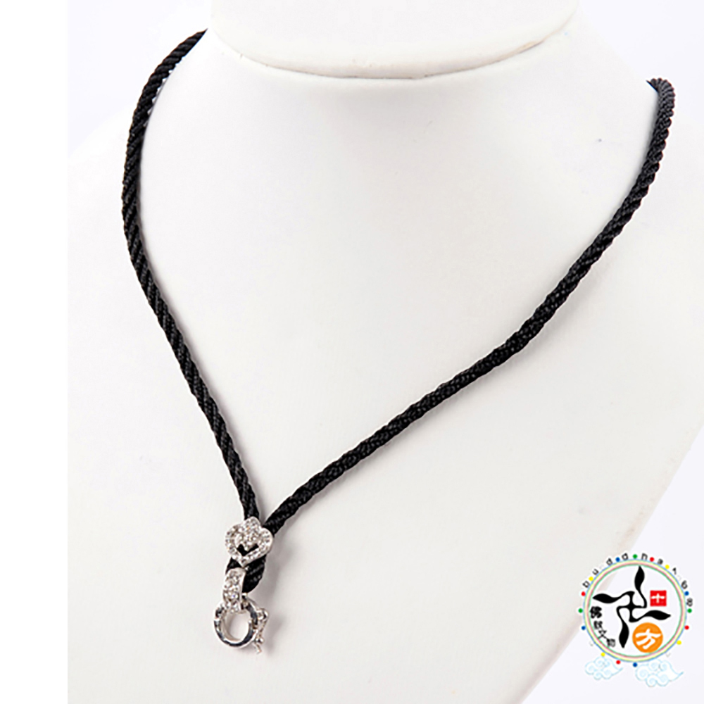 心 鑲鑽黑繩項鍊【十方】140706