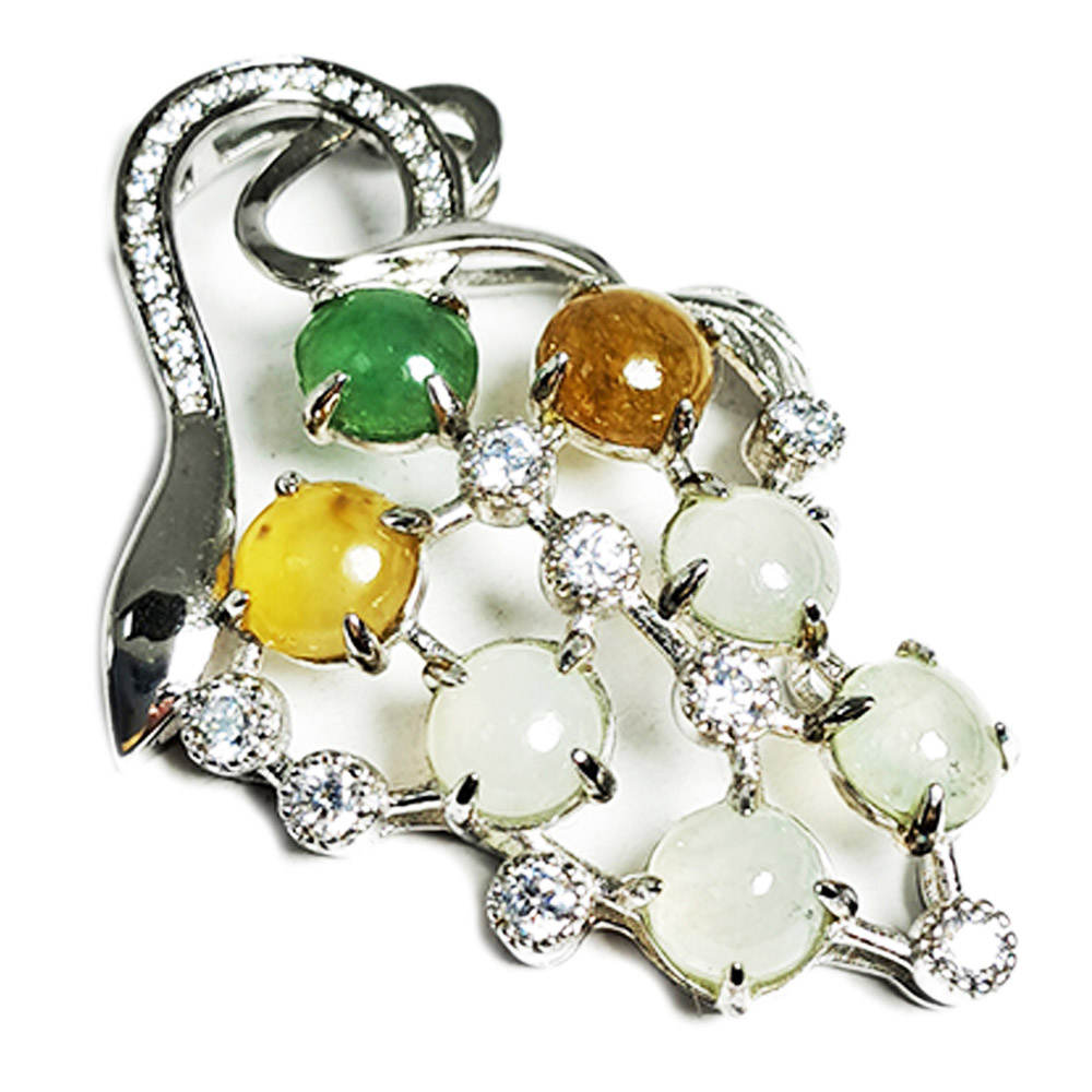 翠玉(鑲鑽)葡萄造型銀墜飾【十方】140640