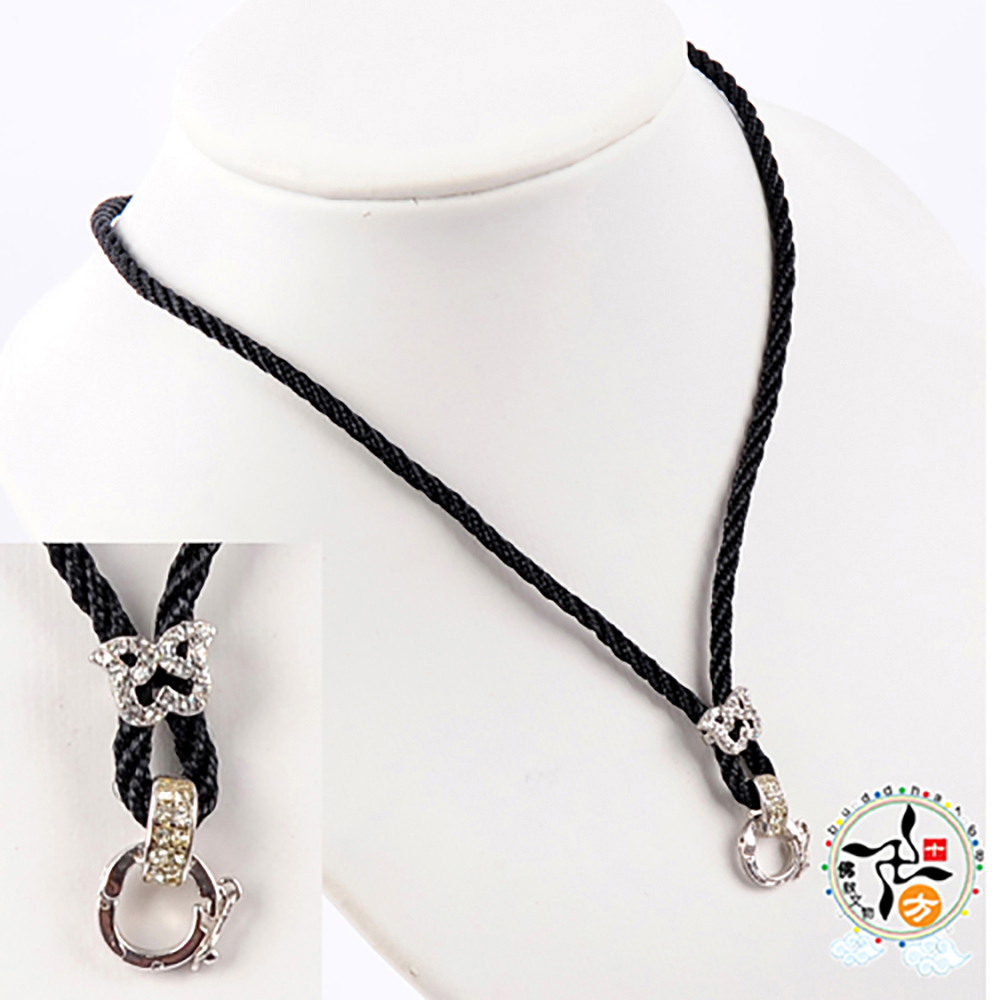 蝴蝶鑲鑽黑繩項鍊【十方】140708