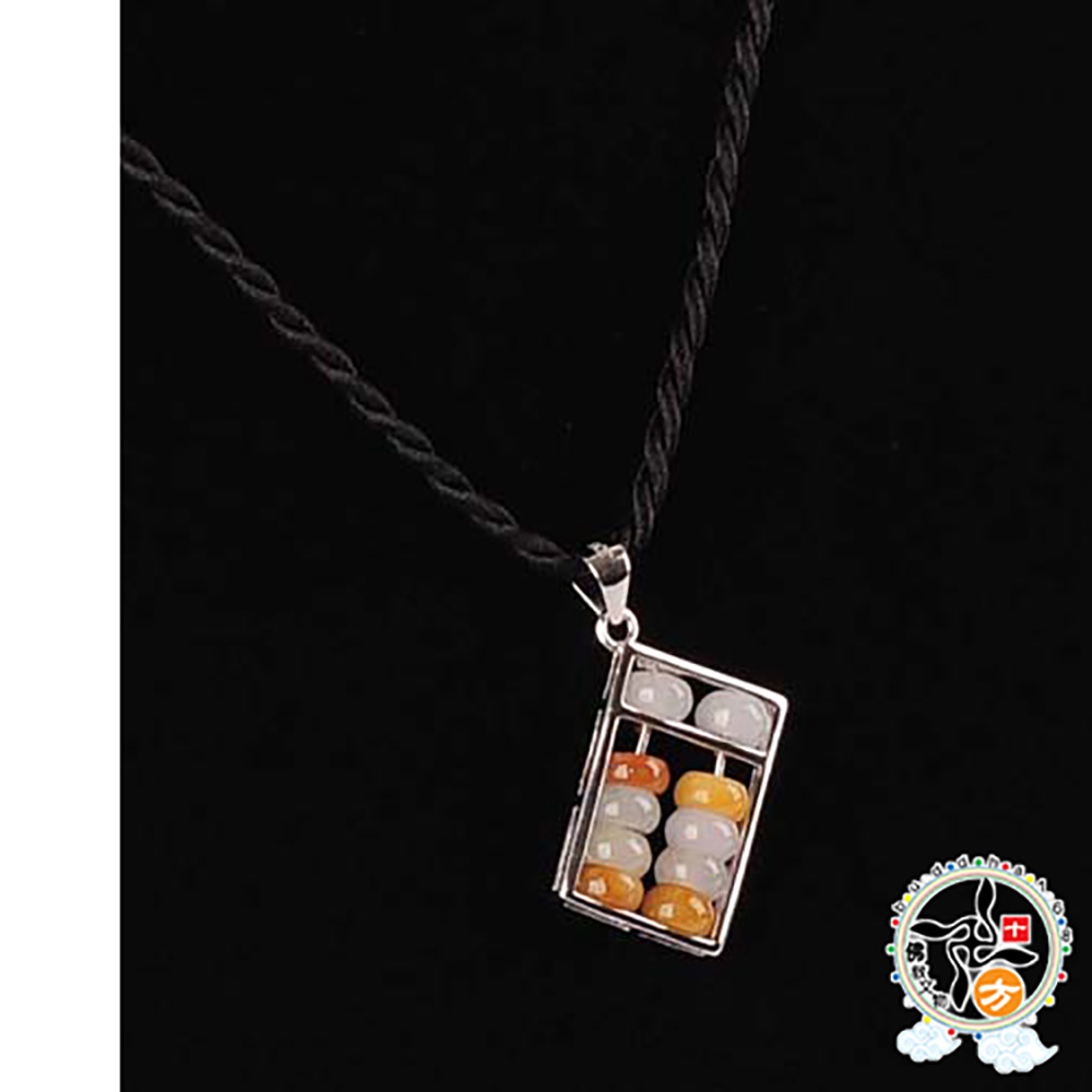 翠玉算盤925銀黑繩項鍊【十方】141211