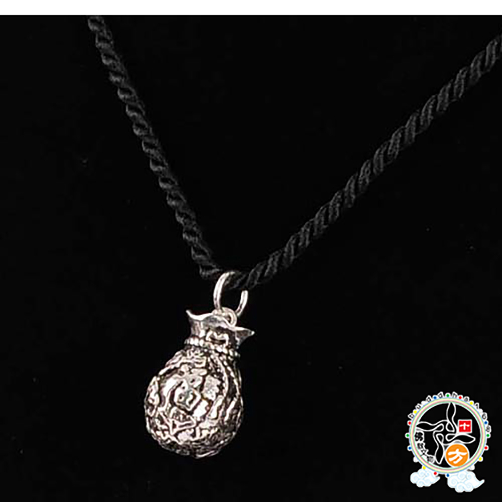 招財錢母袋925銀+黑繩項鍊【十方】141124