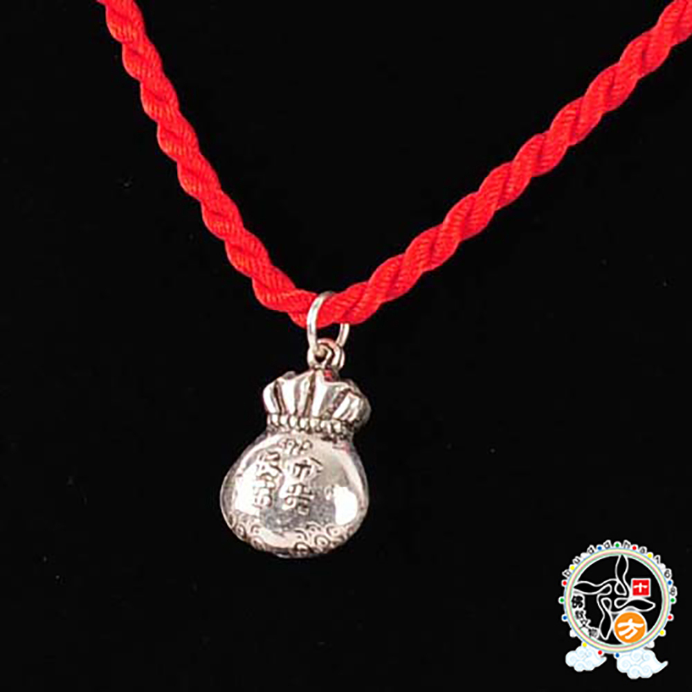 招財錢母袋925銀+紅繩項鍊【十方】141123