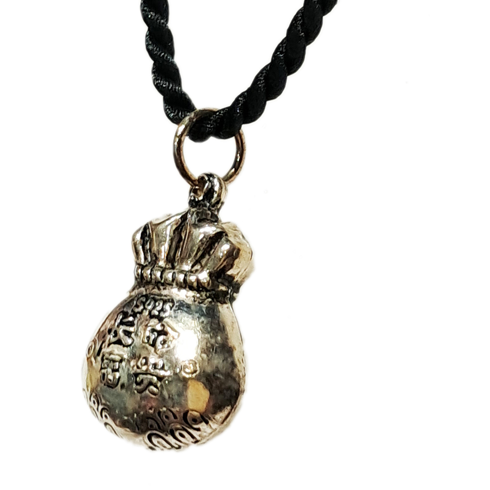 招財錢母袋925銀+黑繩項鍊【十方】141133