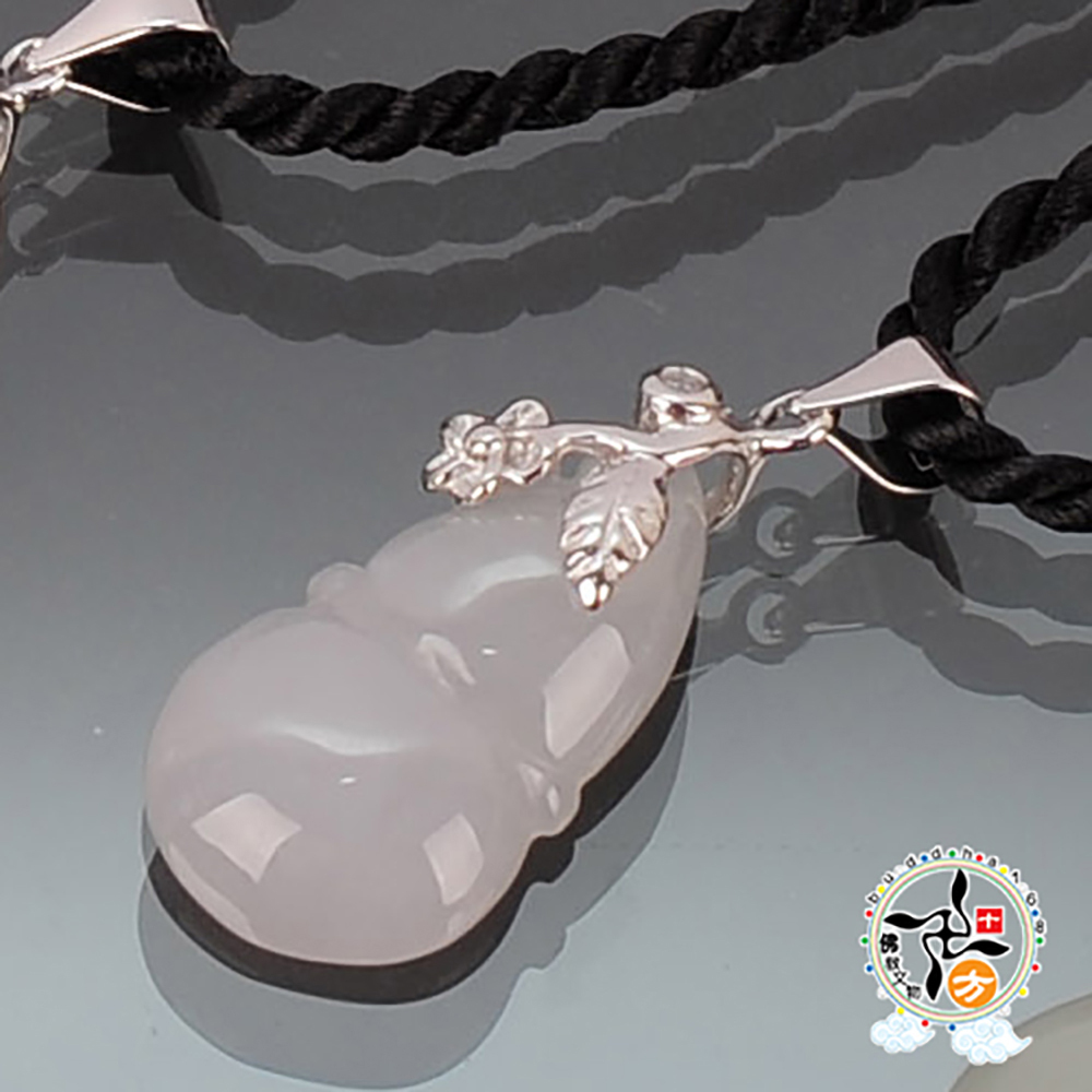 葫蘆緬甸玉鑲銀墜黑繩項鍊【十方】141321