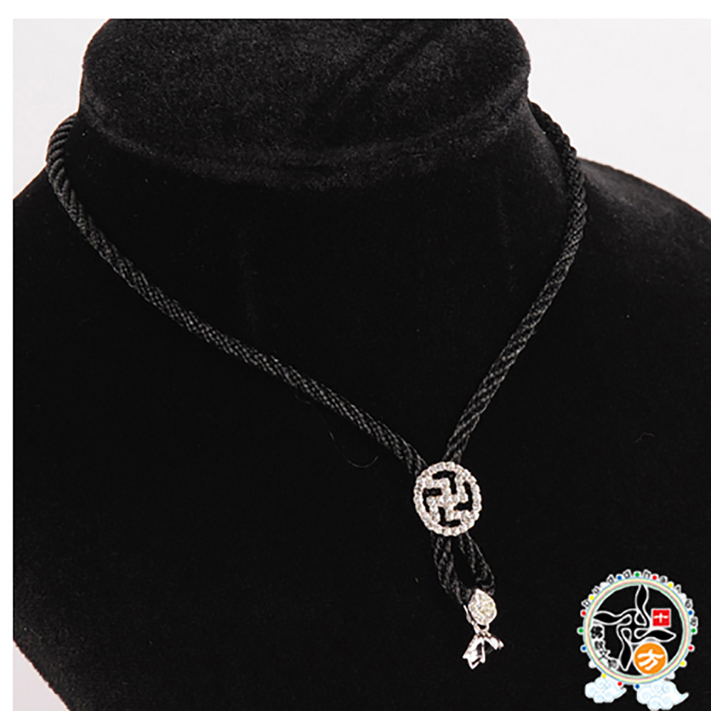 卍鑲鑽黑繩項鍊【十方】141784