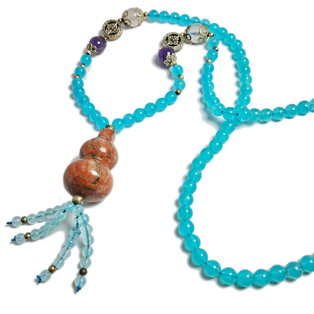 葫蘆(紅彩玉)+天河石項鍊 8mm【十方】143493