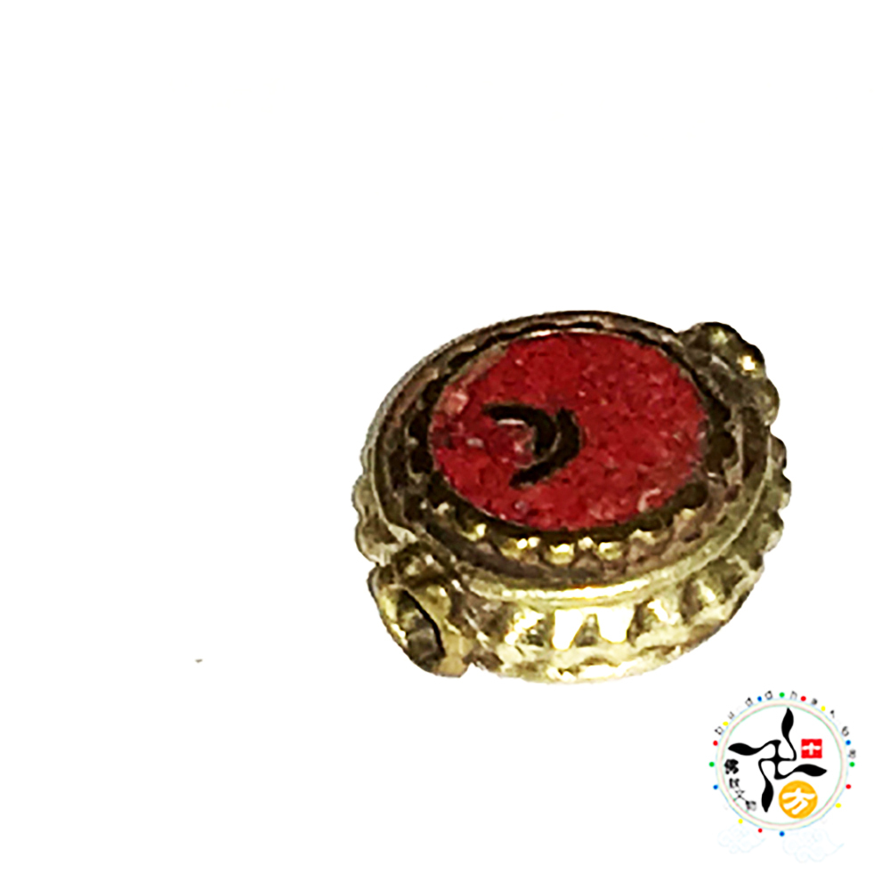 圓形紅珊瑚藏式手工銅珠1.1*0.5 公分【十方】143929