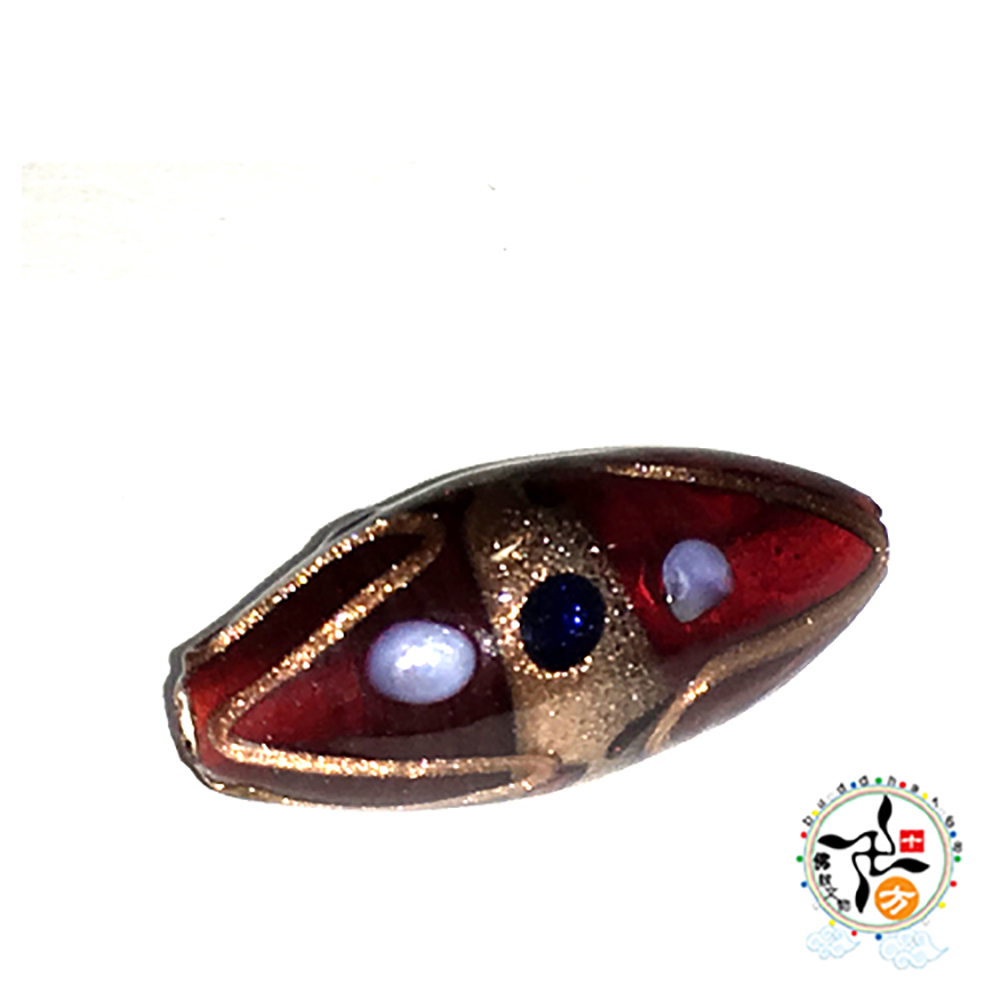 紅琉璃天珠 1.3*2.9公分【十方】143945