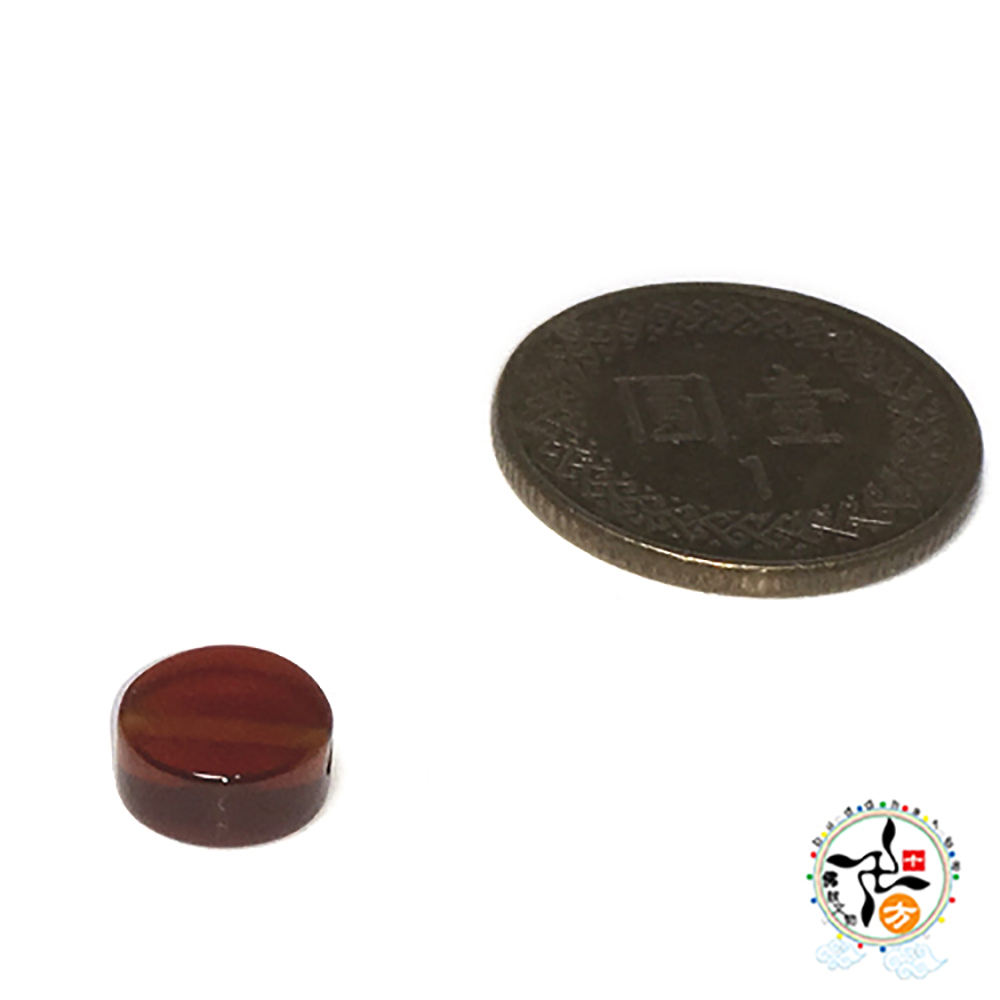 圓形紅玉髓扁珠 0.3*0.6公分 3個【十方】144099