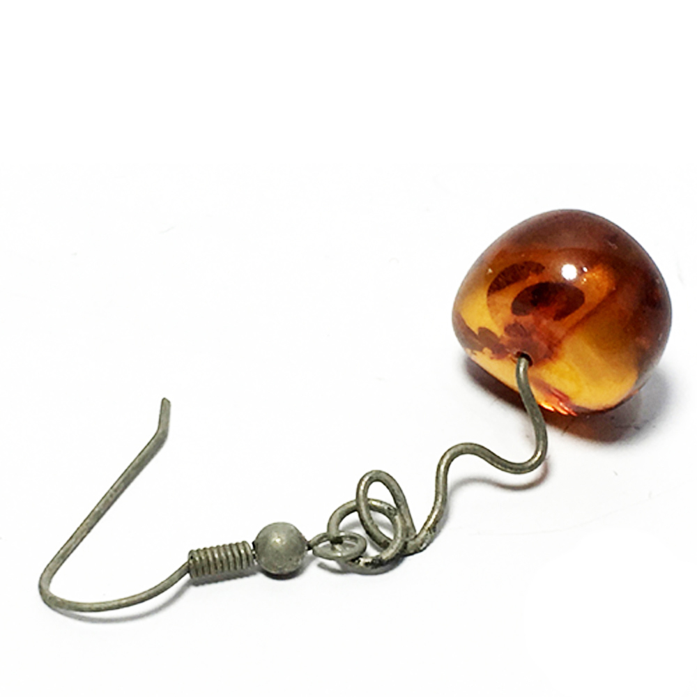 金絲琥珀耳環1對1.8*0.8公分【十方】145125