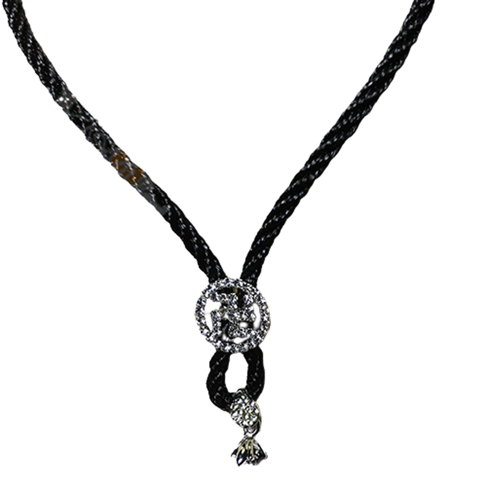 卍 鑲鑽 黑繩項鍊 38公分【十方】145485