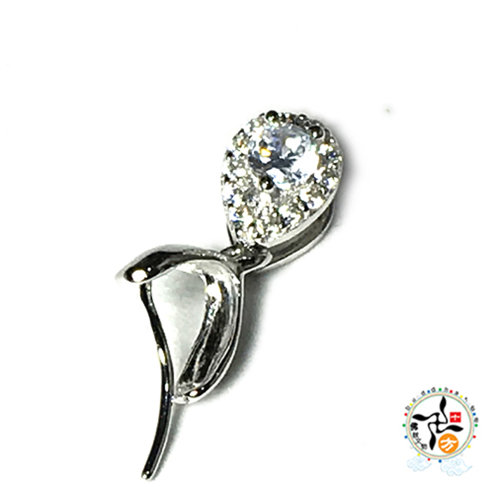 水滴鑽墜飾銀白k扣頭 配件 0.6*0.5cm【十方】145227