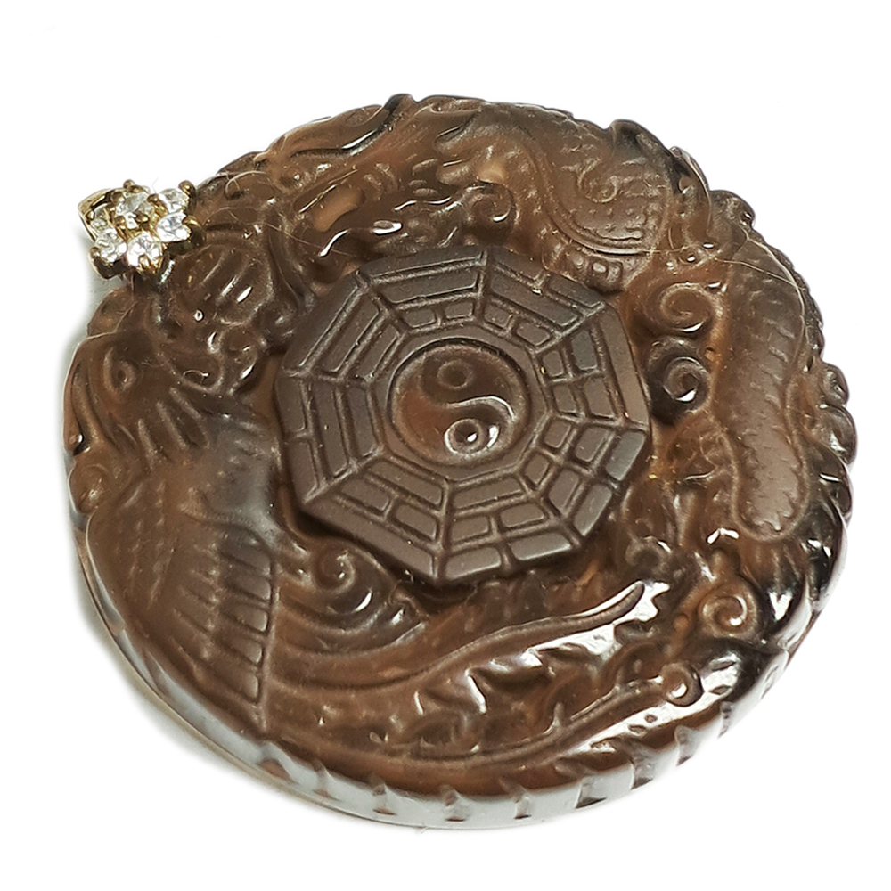 龍鳳八卦 冰種黑曜 鑲水鑽頭墜飾【十方】148569