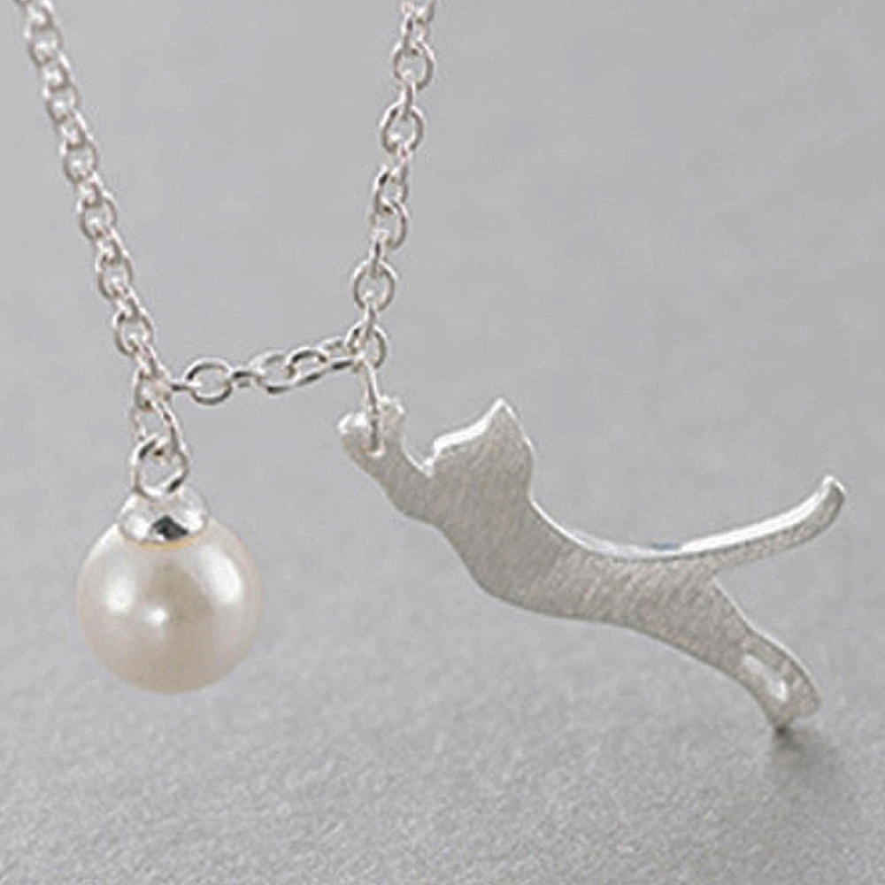 珍珠貓咪925純銀 項鍊【十方】149291