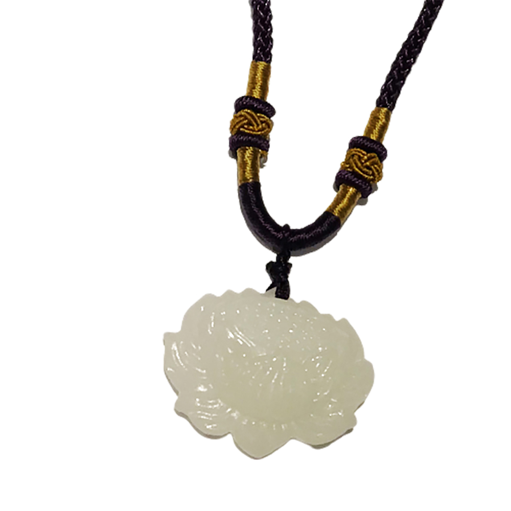 白玉蓮花 紫色中國結項鍊【十方】149436