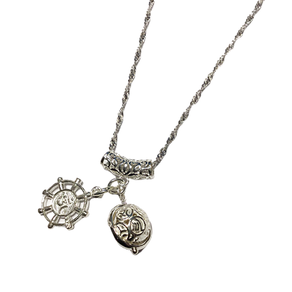 六字真言轉運珠+法輪常轉925銀項鍊【十方】150318