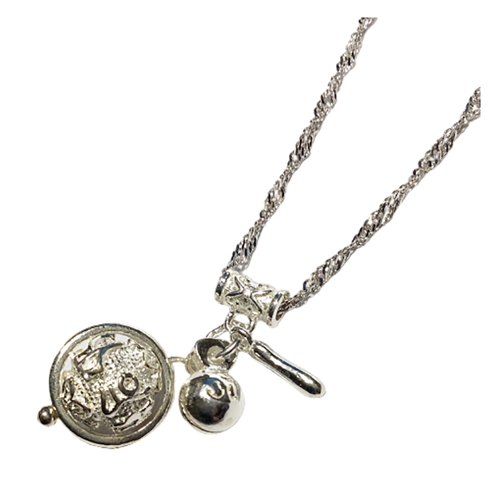 六字真言轉運珠+精進木魚925銀項鍊【十方】150320