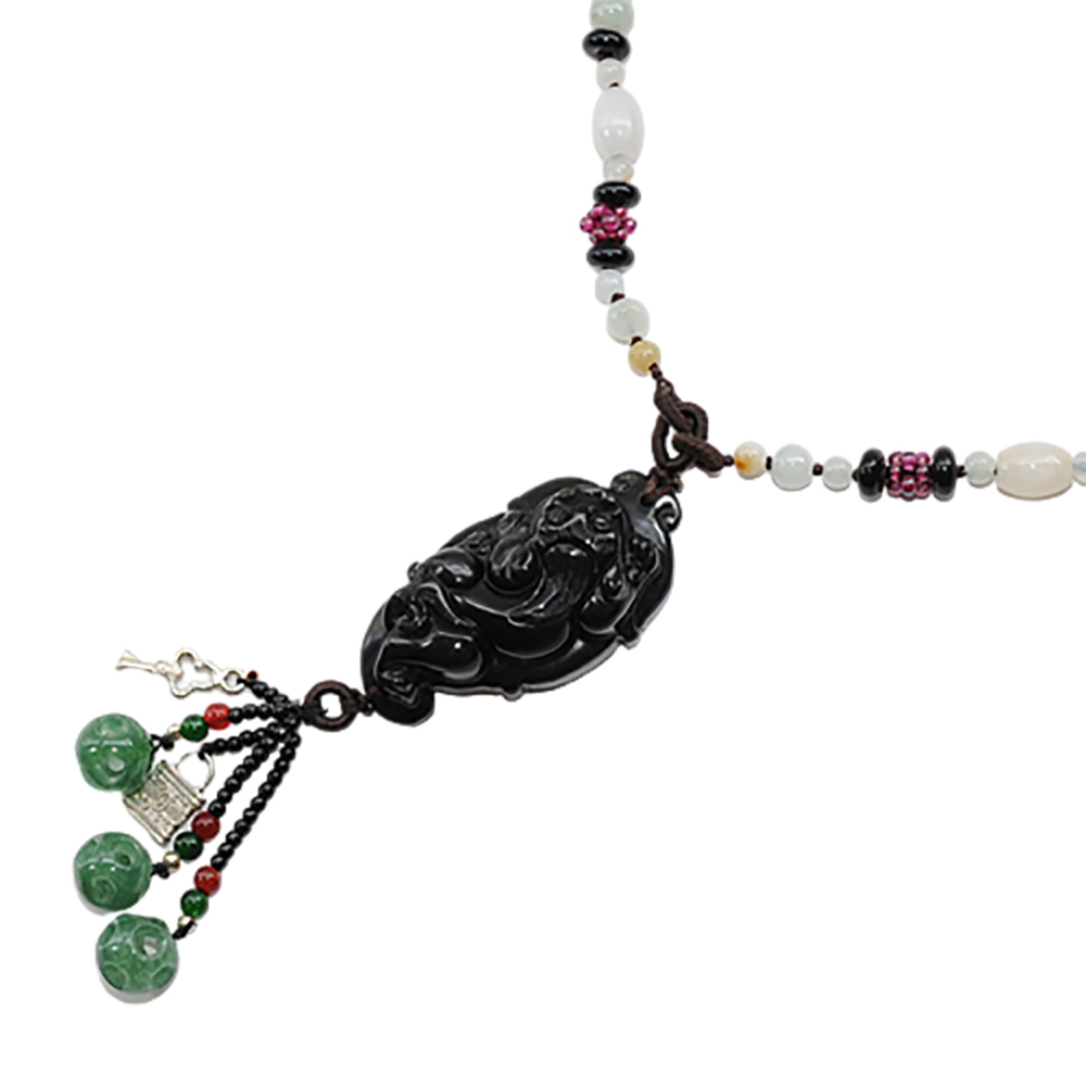 招財貔貅{黑曜岩}事業有成項鍊【十方】150587