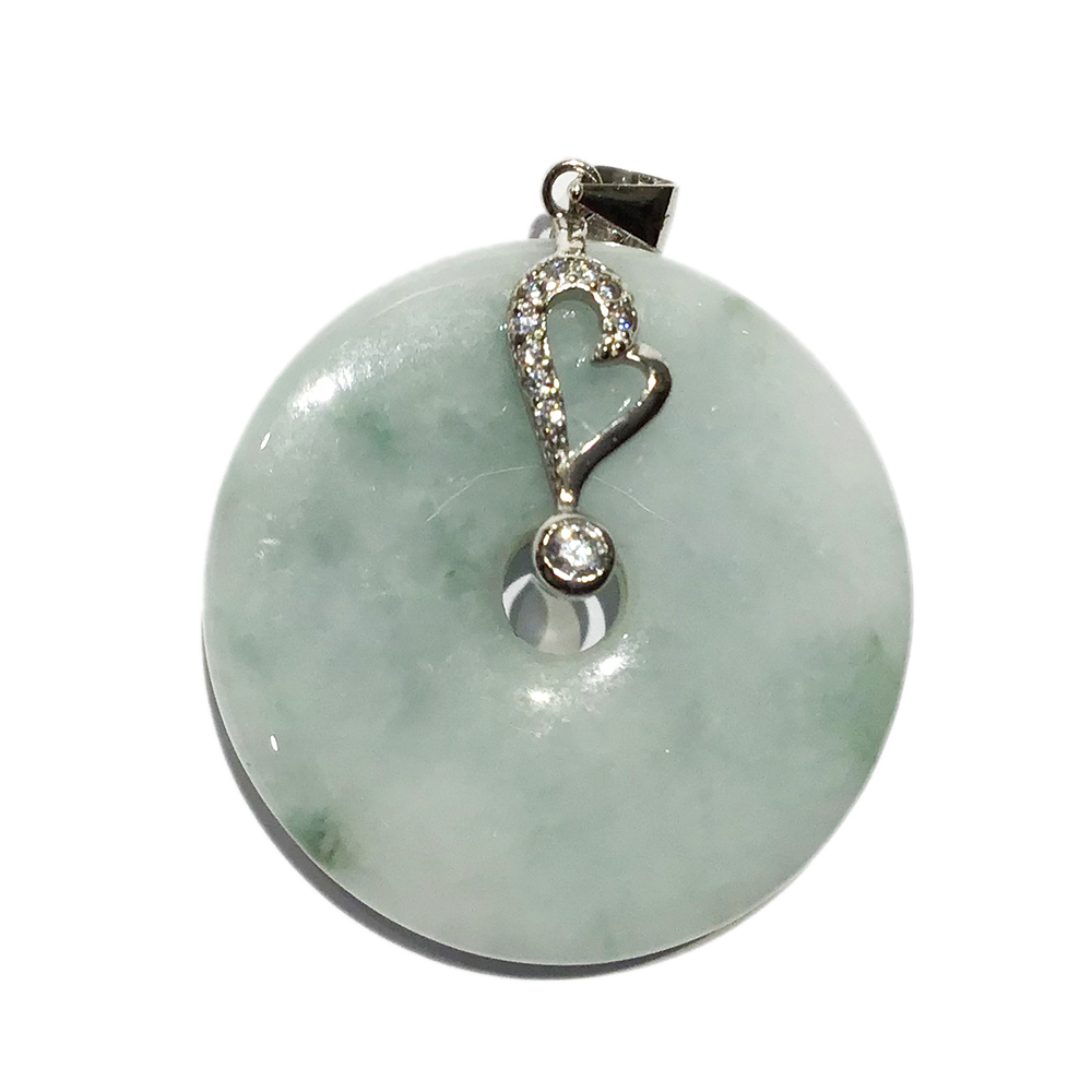 平安扣 緬甸玉鑲心型墜飾【十方】151009