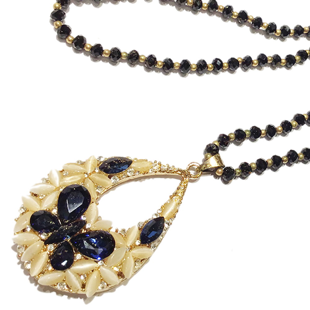 蝴蝶寶石黑琉璃項鍊【十方】151032