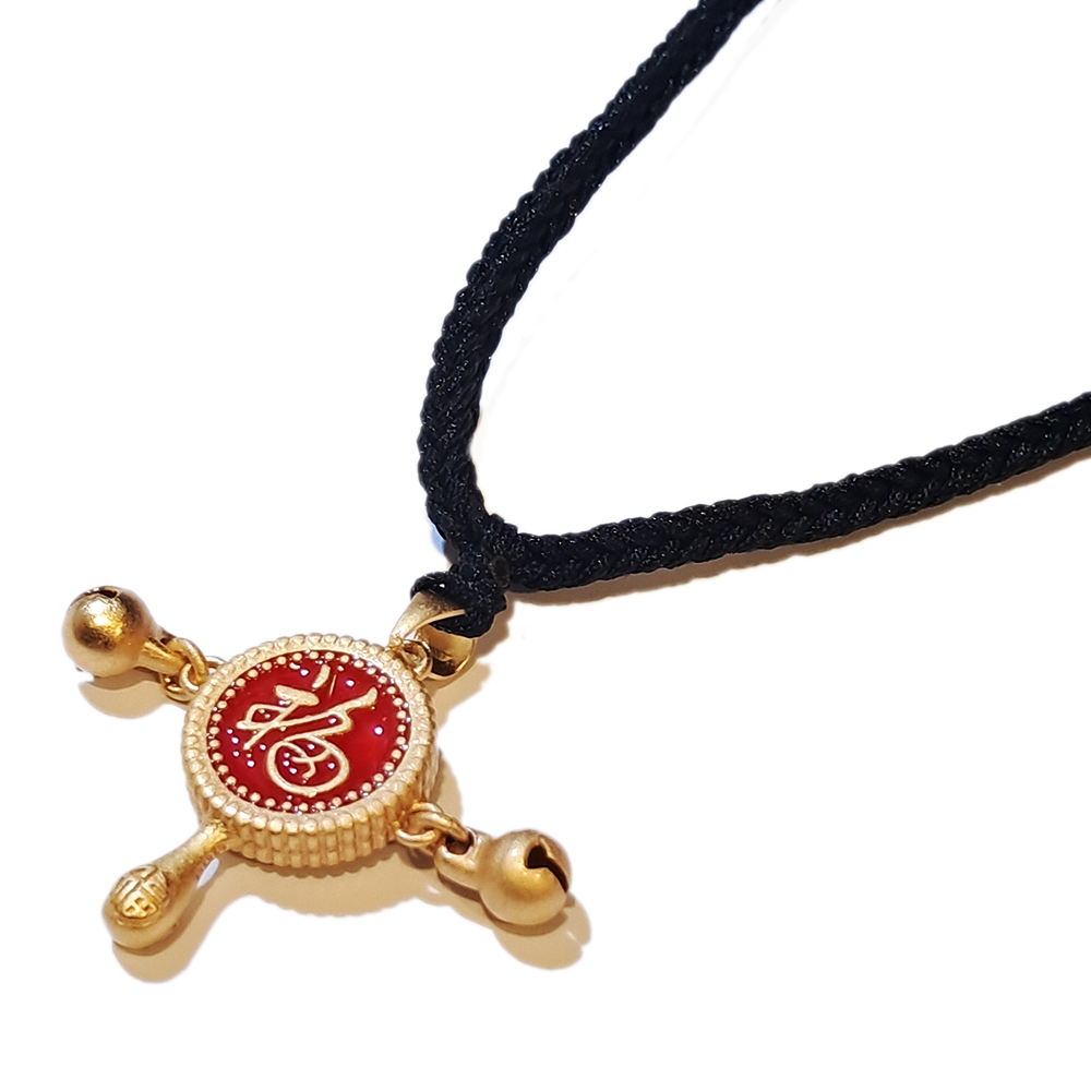 六字真言波浪鼓 沙金 項鍊【十方】151152