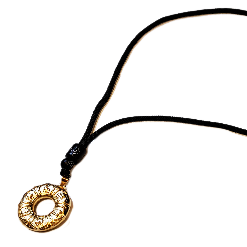 六字真言平安扣{沙金}中國結項鍊【十方】151263