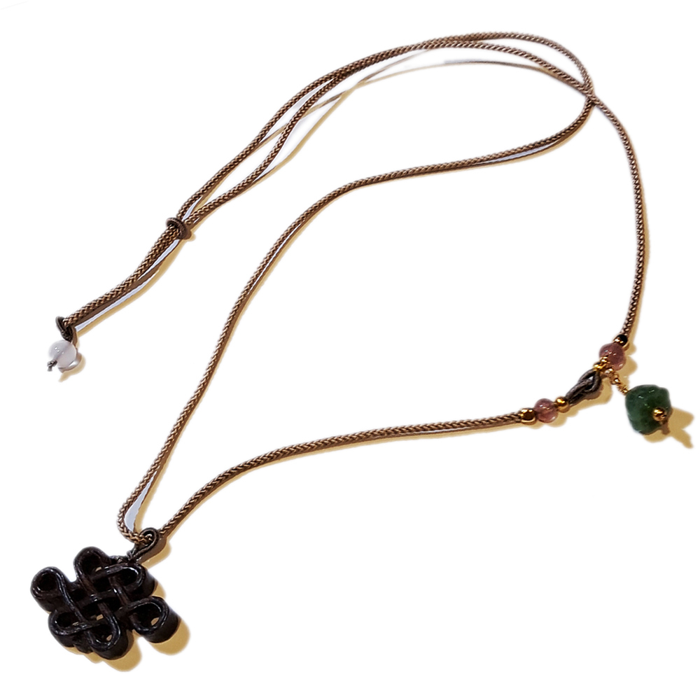 沉香木精雕吉祥結 中國結項鍊【十方】151480