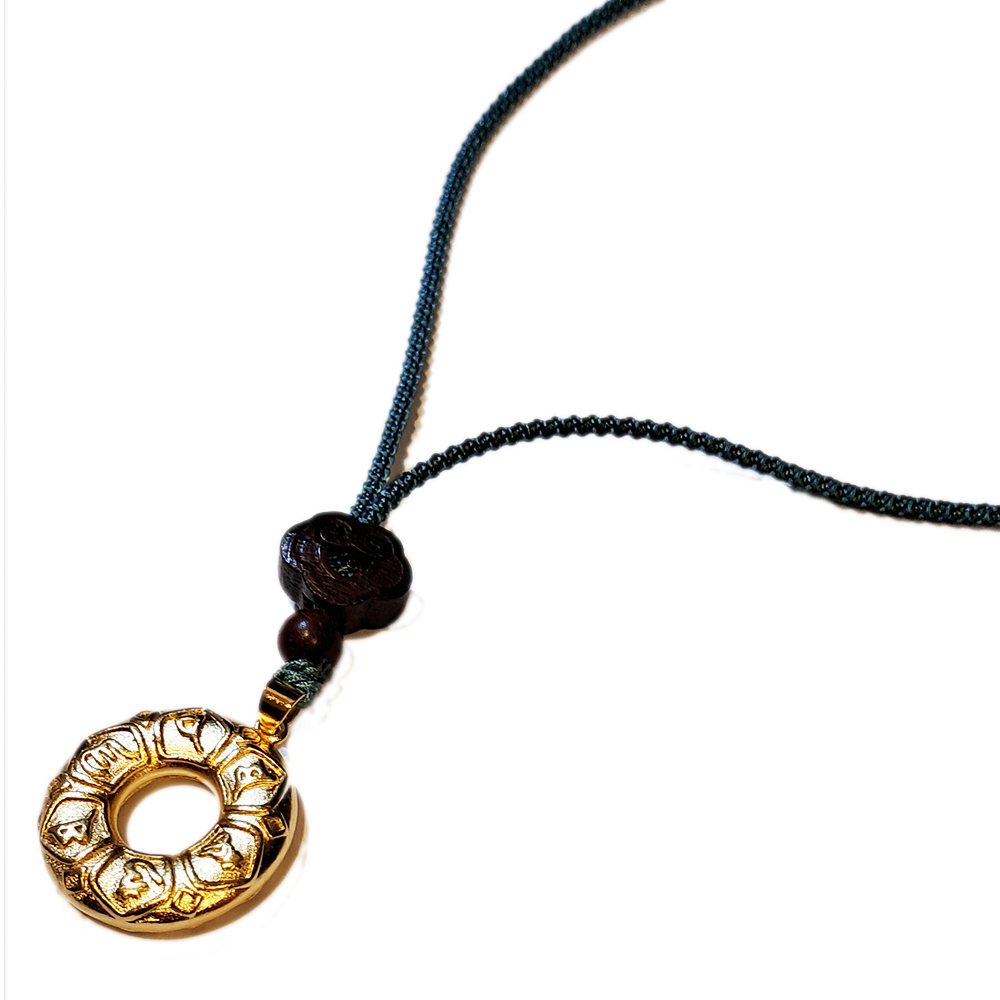 六字真言平安扣{沙金}中國結項鍊【十方】151262