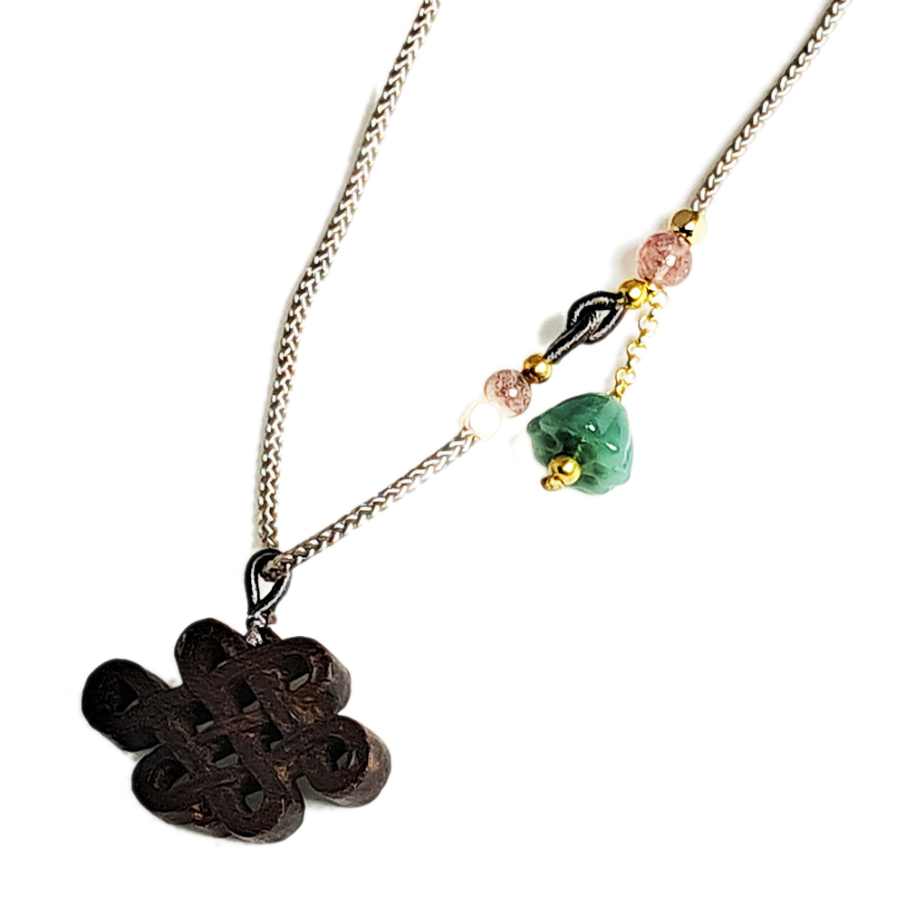 吉祥結{沉木雕}中國結項鍊【十方】151614