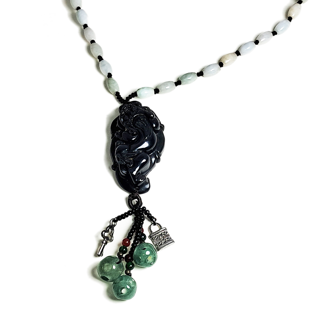 招財豼貅{黑曜石}中國結項鍊【十方】151617