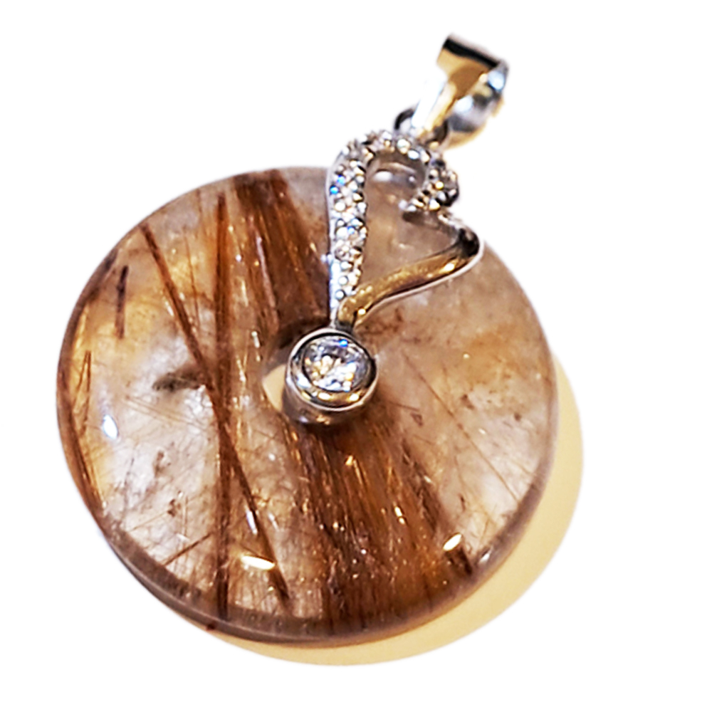 平安扣{紅絲髮晶}2*0.3公分【十方】151501