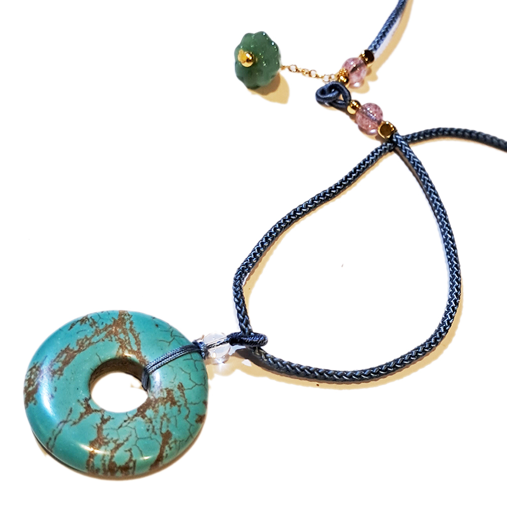 平安扣{綠松石}2.5公分中國結項鍊【十方】151496