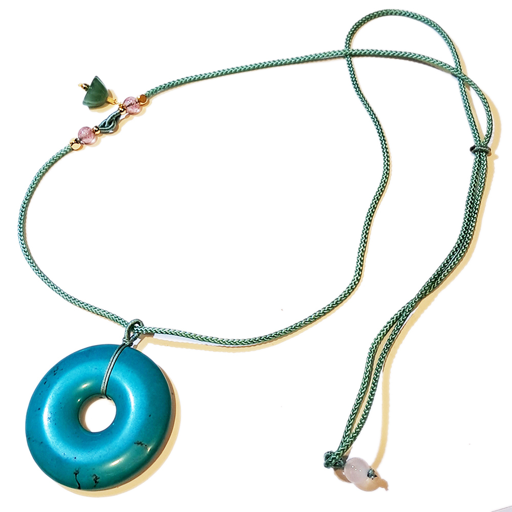 平安扣{綠松石 }4公分中國結項鍊【十方】151610