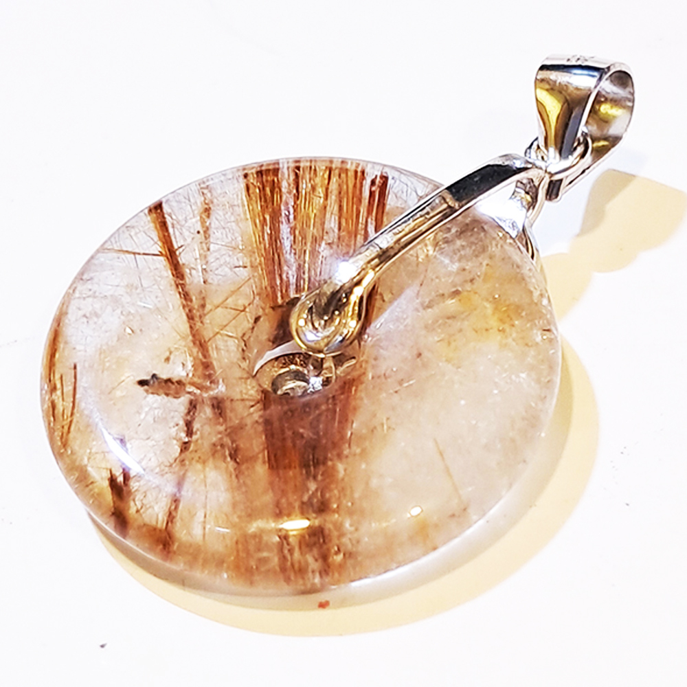 平安扣{紅絲髮晶}2*0.3公分【十方】151501