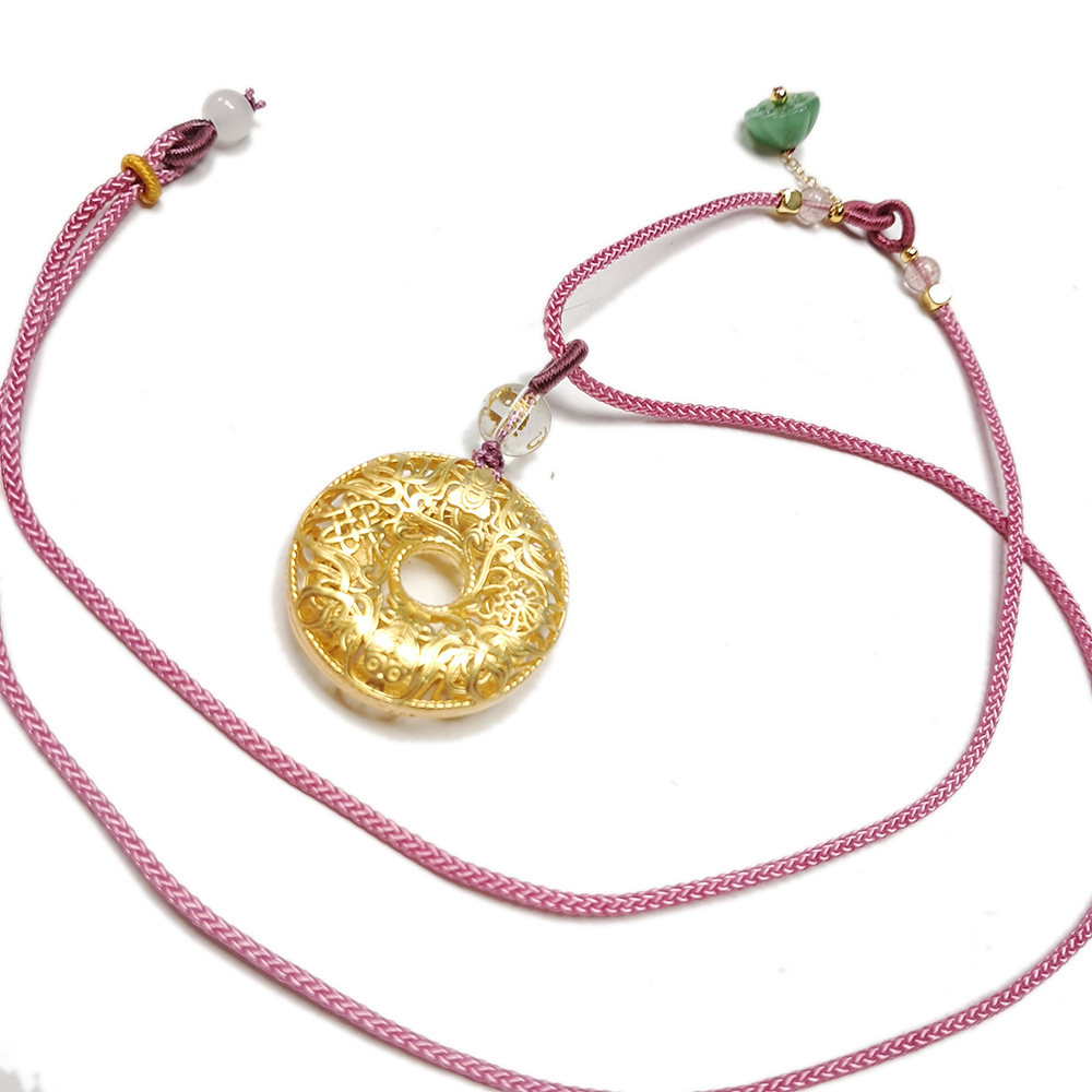 八吉祥 平安扣{沙金}中國結項鍊【十方】151908