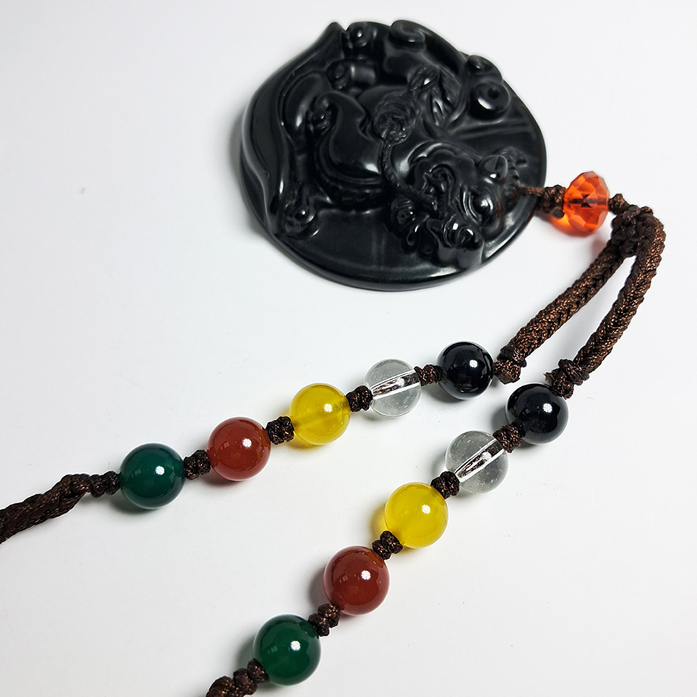 招財貔貅{黑曜石}五行珠項鍊【十方】151970