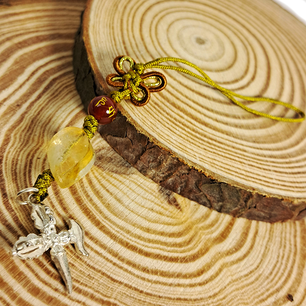 普巴杵{純銀}&金葉{黃晶}法寶掛飾【十方】152552