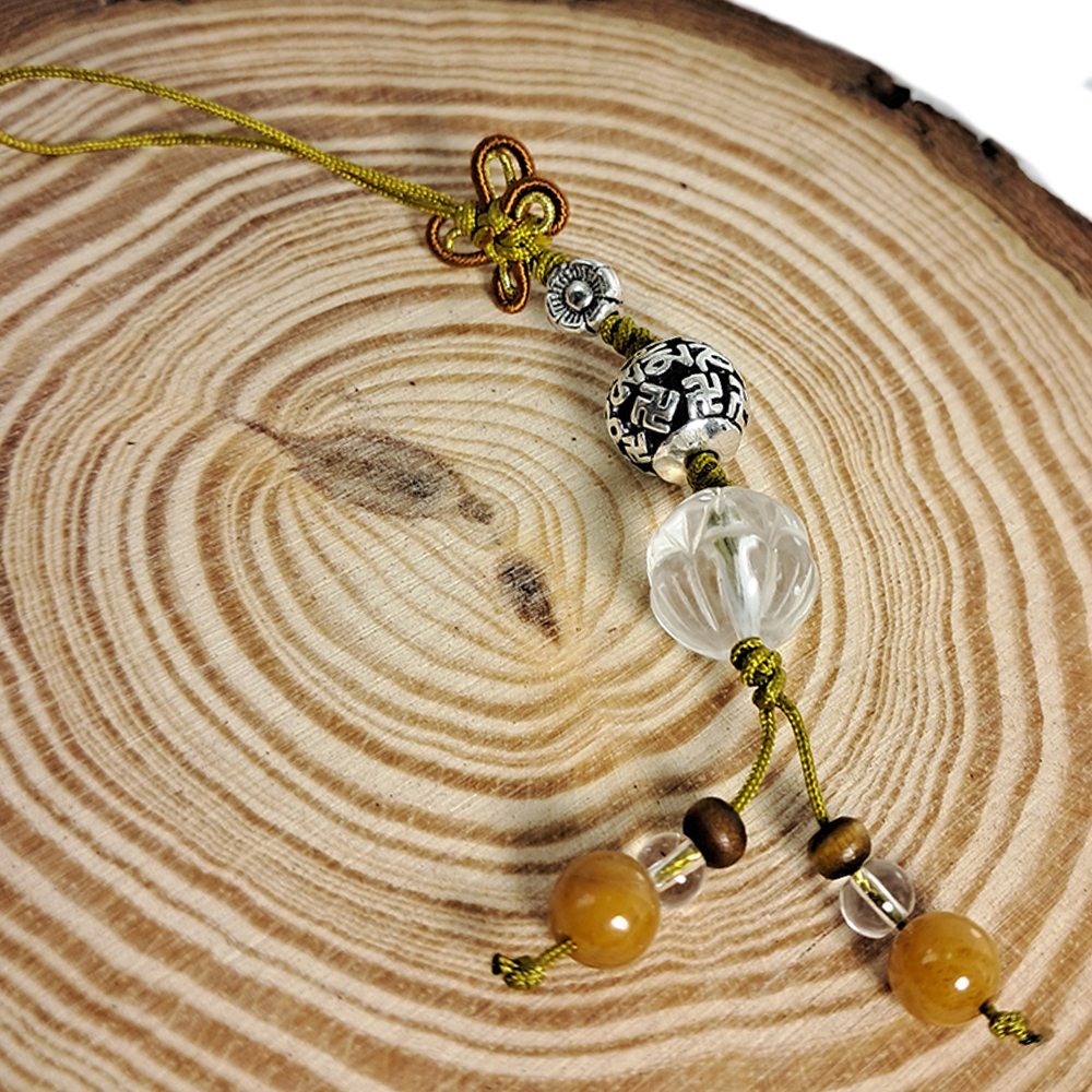 六字箴言{藏銀}&蓮花{水晶}法寶吊飾【十方】152576