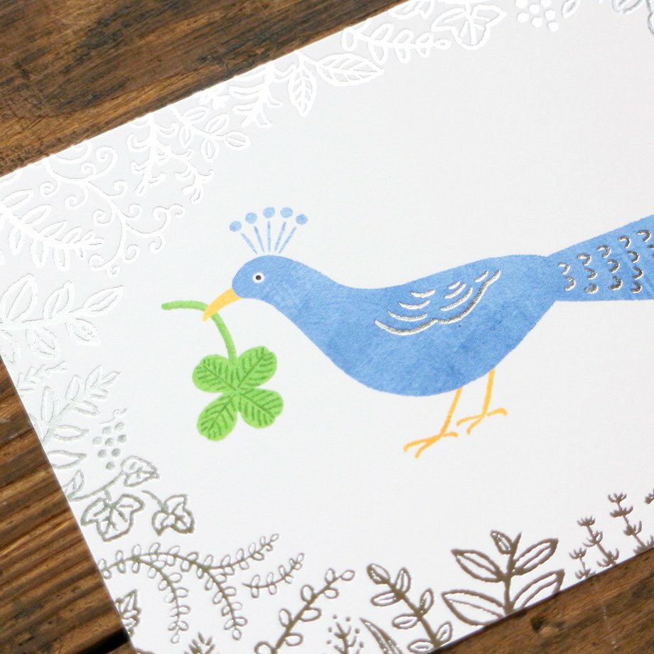 福岡麻利子 幸運鳥 箔押明信片｜日本表現社