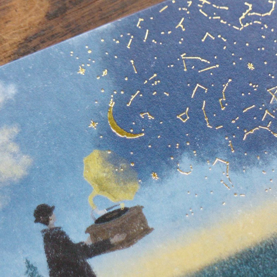 日下明 夜間廣播 箔押明信片｜日本表現社