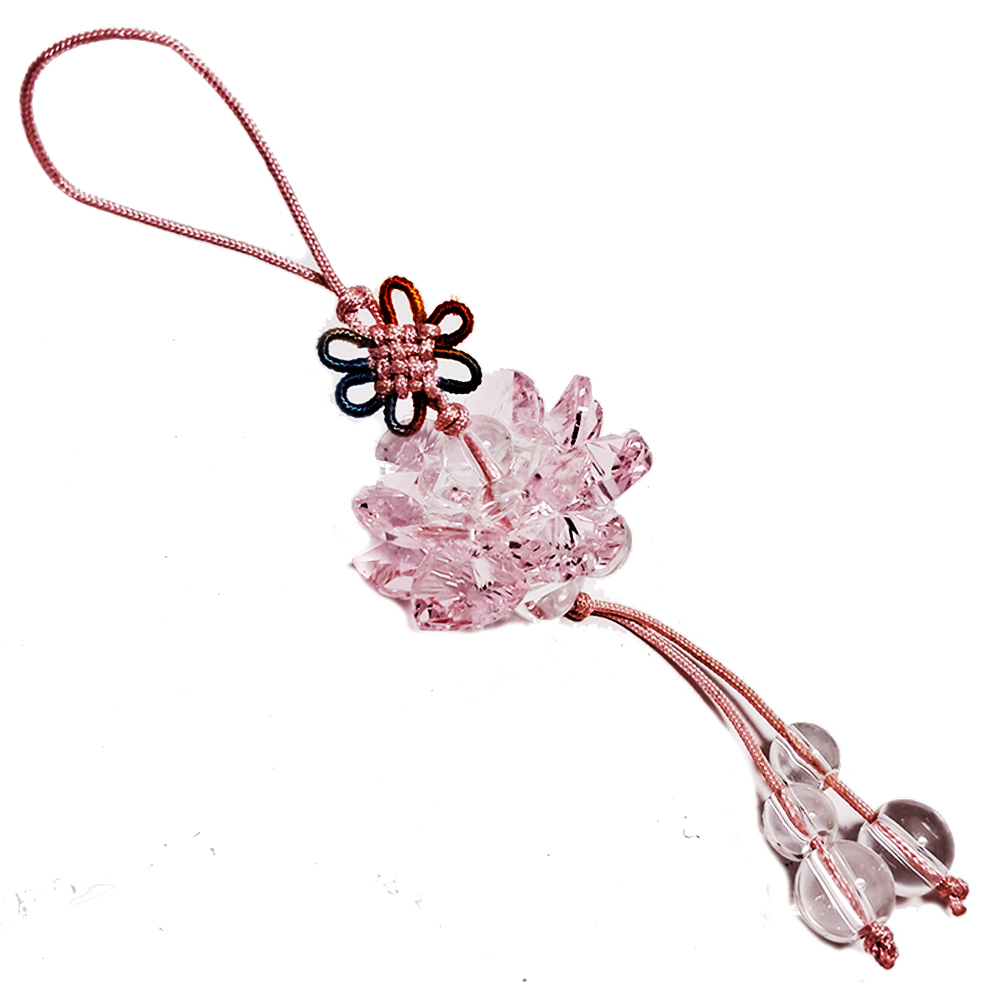 水晶粉紅蓮花球掛飾(直徑3公分) 【十方】126223