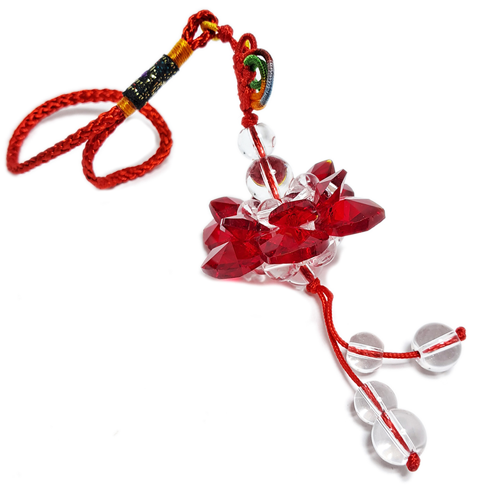 水晶紅蓮花球(直徑4.5公分)開運掛飾【十方】126227