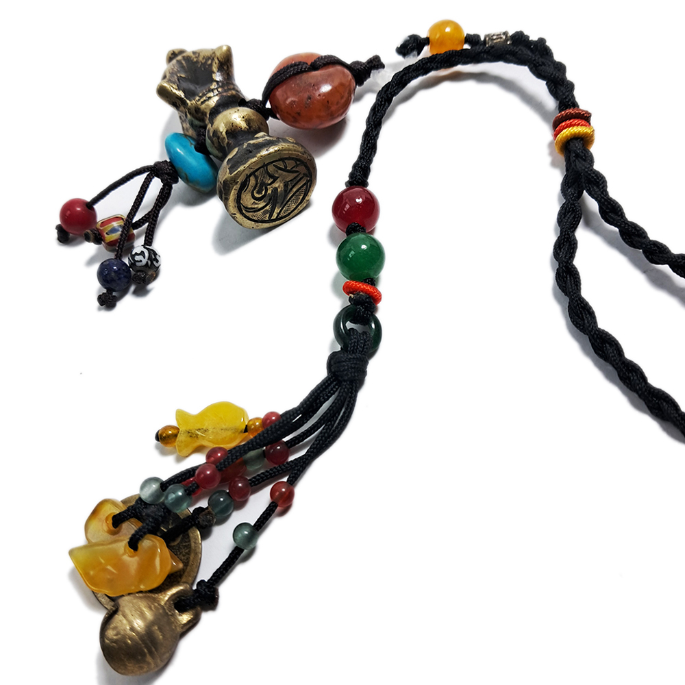 藏密銅印&綠松石&老紅玉髓開運掛飾【十方】126030