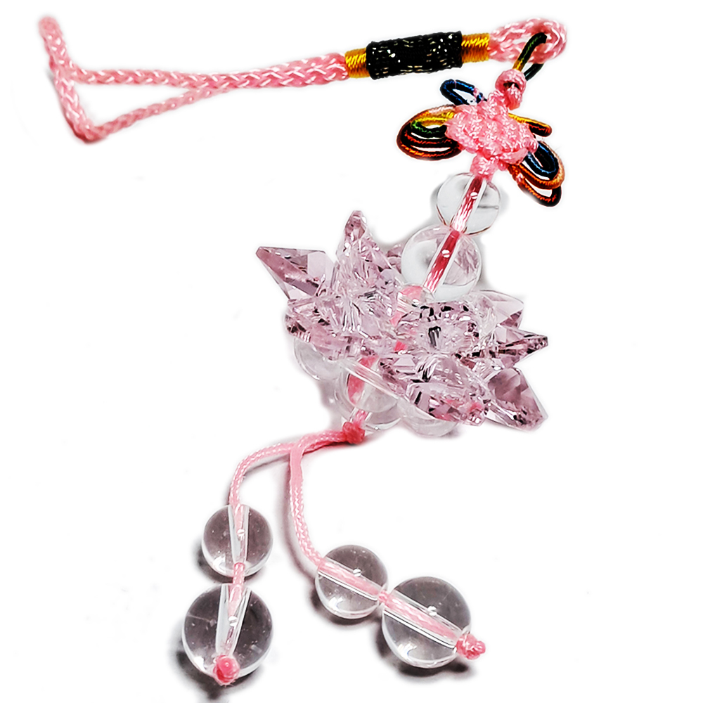 水晶粉紅蓮花球(直徑4.5公分)開運掛飾【十方】126225