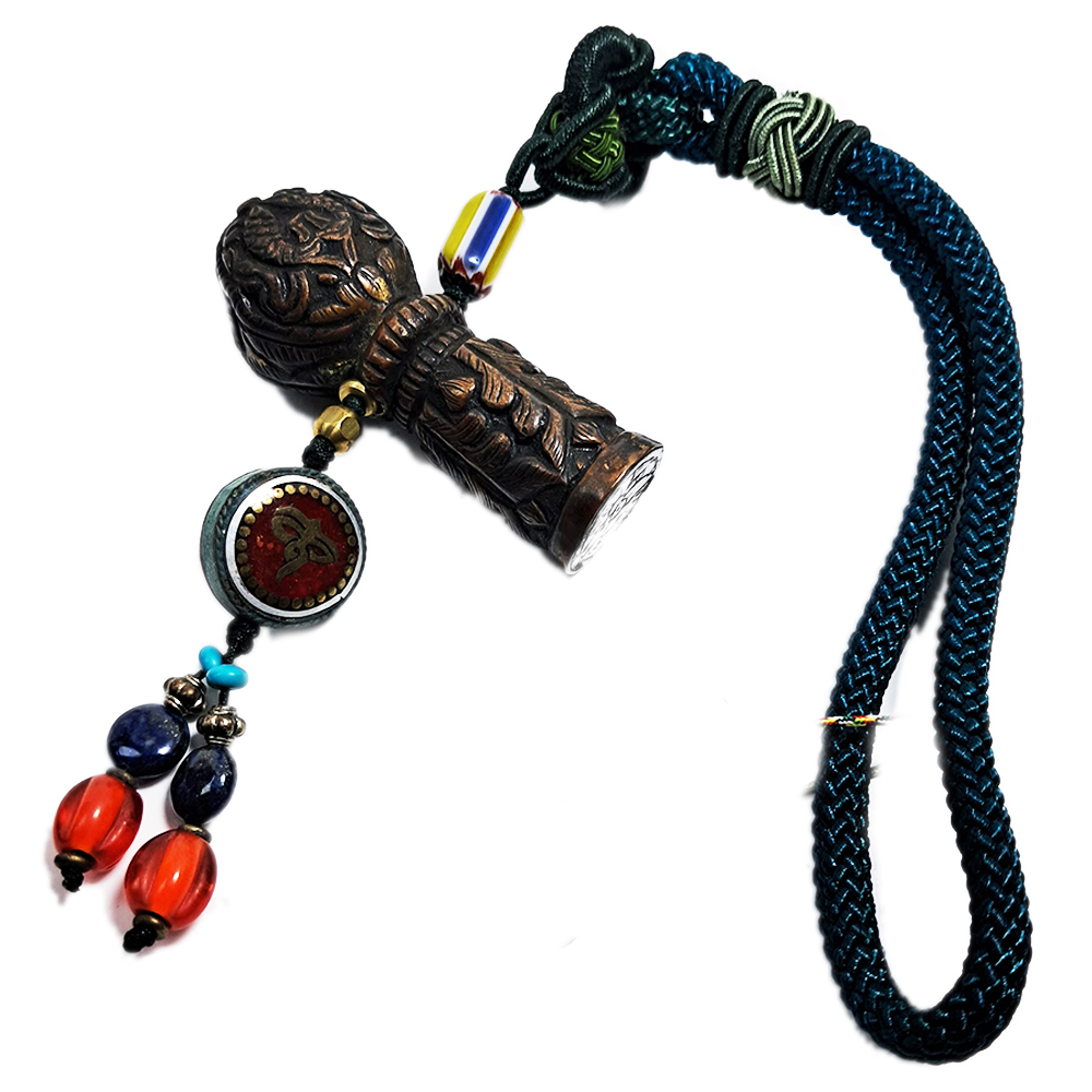 藏密銅印&綠松青金石銅珠開運掛飾【十方】127095