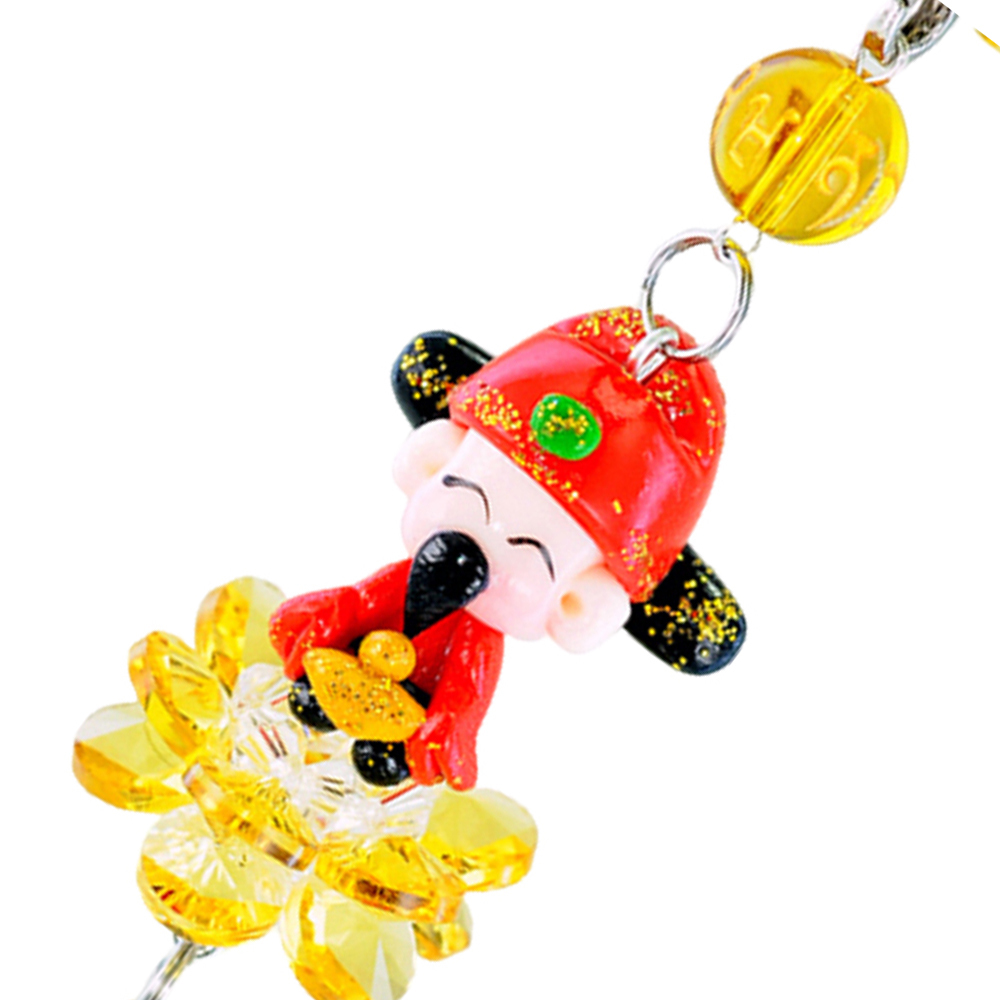 財神&黃水晶蓮花招財掛飾【十方】128948