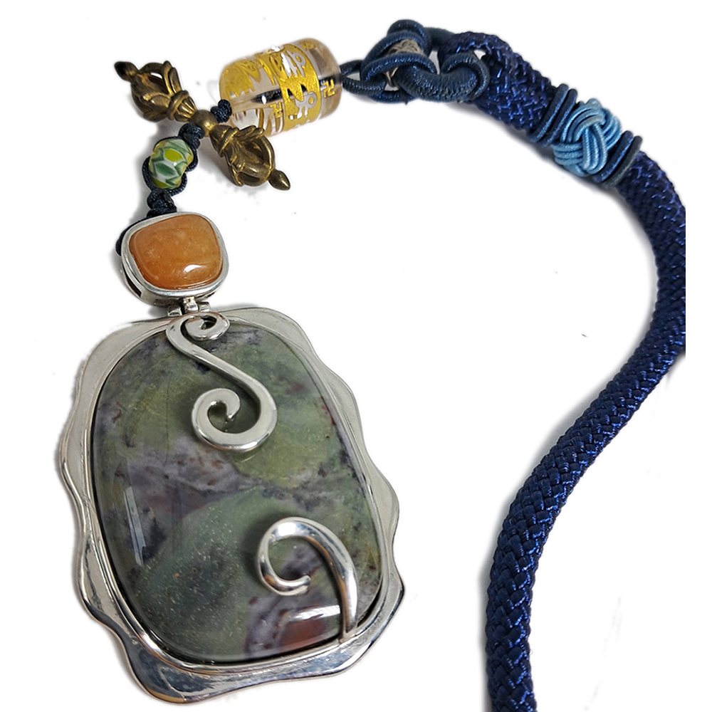 六字箴言&金剛杵&印度瑪瑙吊飾【十方】128489