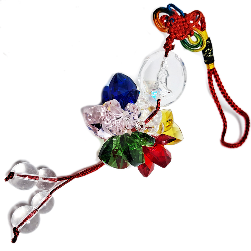 觀音&五彩水晶蓮花掛飾(直徑4.5公分)【十方】130224