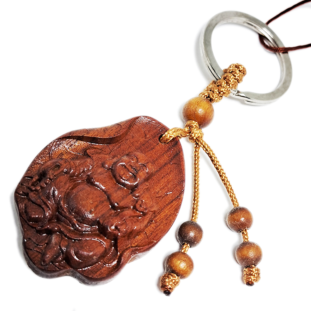 彌勒佛花梨木鑰匙圈【十方】131273