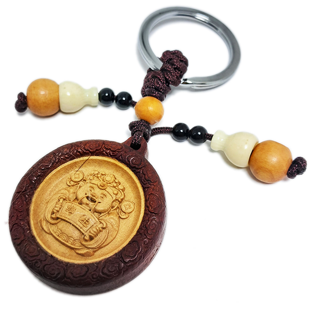 開運財神爺{黃楊木}鎖圈【十方】132124